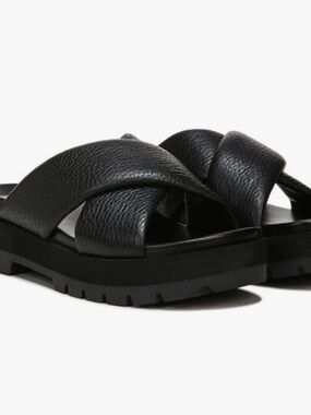 Vionic Black Crisscross Platform Slide Sandals